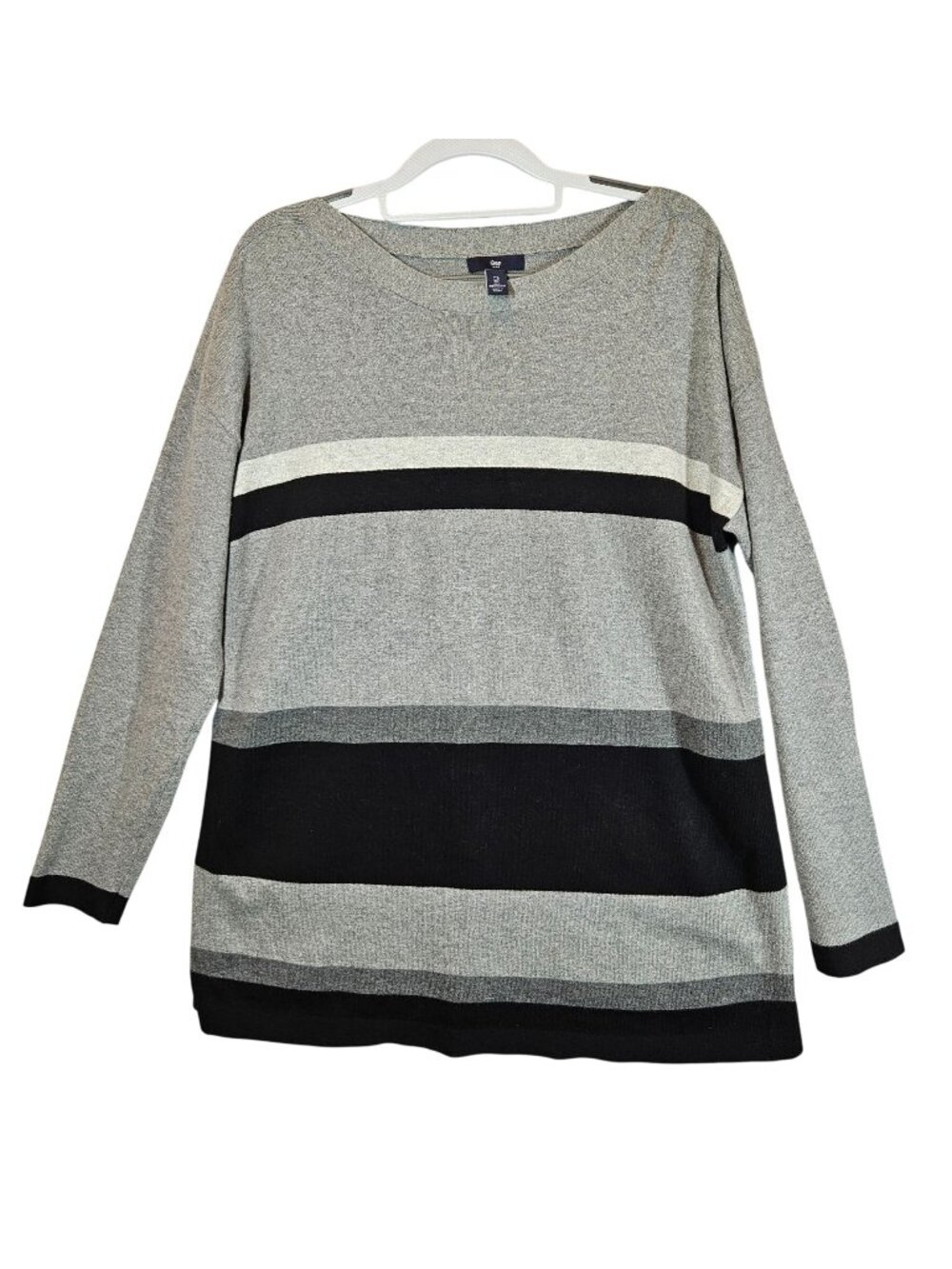 Gap sweater Sweater Mens L Grey Black stretch striped Career Office warm beach